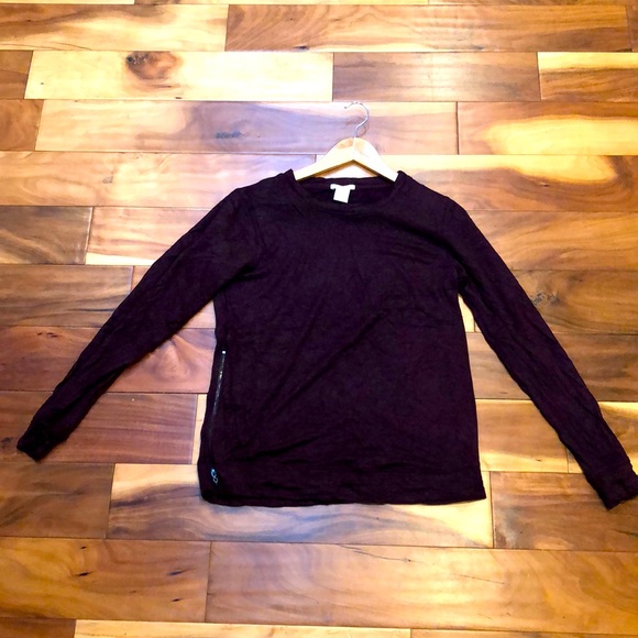 Mattie M eggplant colored sweater with side zip details S EUC - Picture 1 of 4